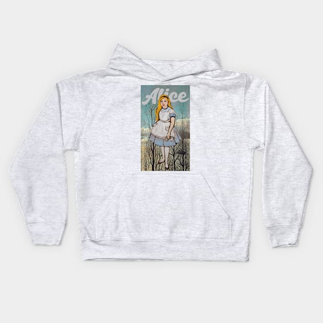 Alice retro vintage poster Kids Hoodie by SpaceWiz95